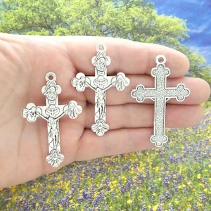 Bulk 6 Silver Holy Trinity Crucifix Pendant Large by TIJC SP2207B