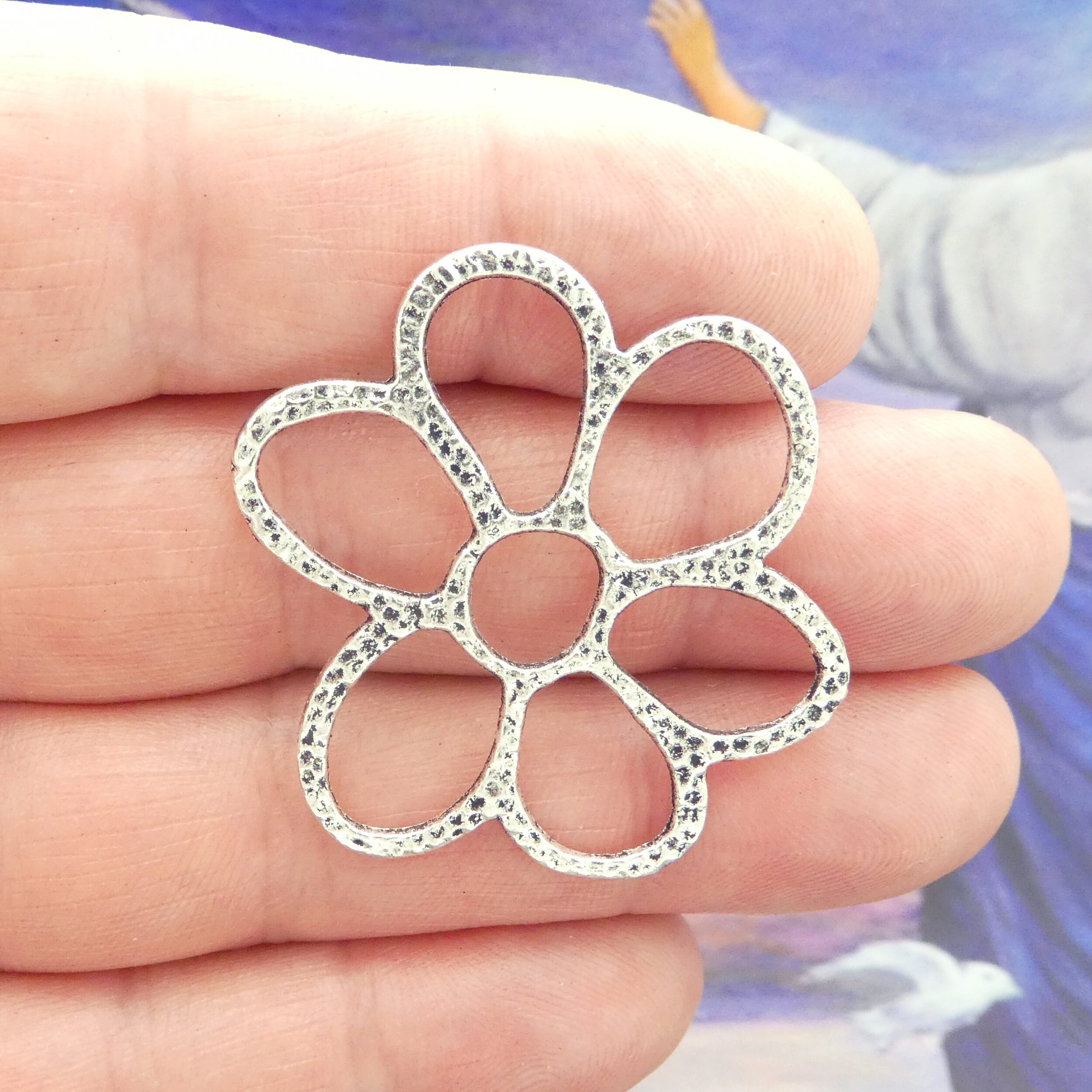 8 Open Silver Flower Charm by TIJC SP0830 - Etsy