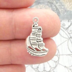 12 Silver Pirate Ship Charm by TIJC SP0134