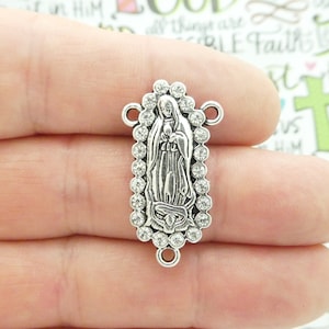 1 Silver Our Lady of Guadalupe Rosary Parts with Crystal by TIJC SP1967