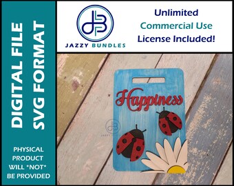 Happiness Sign, Mini Cutting Board SVG File, Happiness SVG Laser File, Ladybug Tiered Tray Decor, Tiered Tray Sign SVG, Digital Laser File