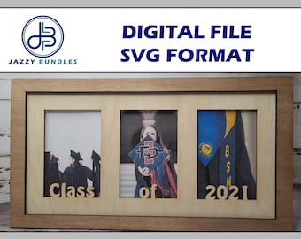 Class of 2021 Picture Frame SVG File / 3 Picture Frame / Multiple Picture Frame / Collage / Vector / Digital Laser Cut File / Photo Frame