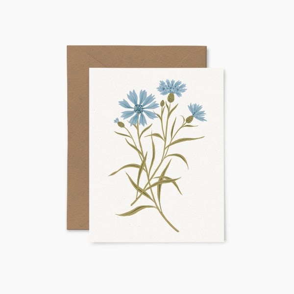 Cornflower - Greeting card - Illustrated card - Papier Fleuri Co.