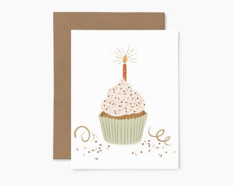 Cupcake - Greeting card - Birthday card - Illustrated card - Papier Fleuri Co.