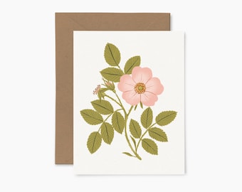 Wild Rose - Greeting card - Illustrated card - Papier Fleuri Co.