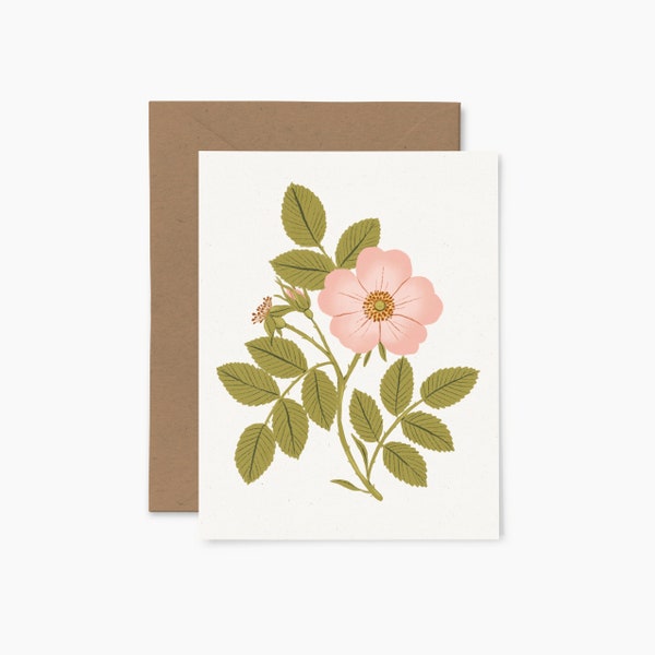 Wild Rose - Greeting card - Illustrated card - Papier Fleuri Co.