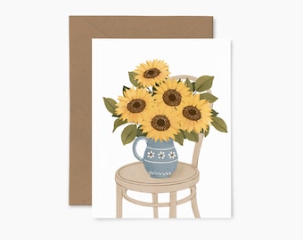 Sunflowers - Greeting card - Illustrated card - Papier Fleuri Co.