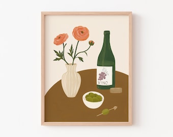 Vino - Art Print - Wall Art - Poster - Papier Fleuri Co