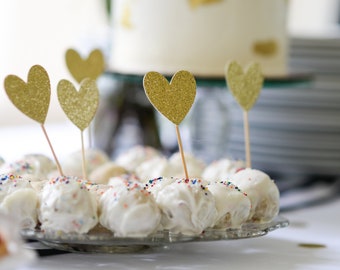 Heart cupcake toppers, bridal shower cupcake toppers, wedding decor, bridal shower decor, heart toppers, hearts, hearts cupcake toppers