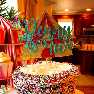circus cake topper, circus birthday cake topper, circus decorations, circus theme birthday, two birthday cake topper, carnival cake topper image 1