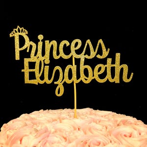 Princess Cake topper, Personalized Name Topper, Birthday Cake Topper, Princess Topper, Princess party image 1