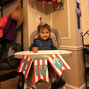 Two highchair banner, highchair banner, Circus highchair banner, Circus decorations, Circus theme decorations, Circus Two highchair banner