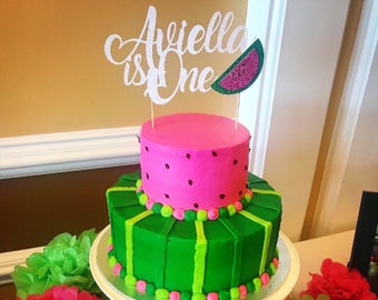 Watermelon birthday topper, Watermelon first birthday, One in a melon cake topper, 1st birthday cake topper, watermelon cake topper, one