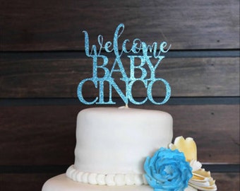 Topper de pastel de bebé de bienvenida, torta de la ducha del bebé de oro, bebé de bienvenida, topper de la torta personalizada, topper del pastel de la ducha del bebé, ducha del bebé