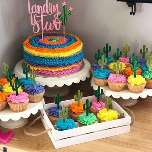 Fiesta cake topper, Fiesta 2 ° compleanno, Fiesta 2 ° compleanno cake topper, cactus , 2 ° compleanno cactus, decorazioni fiesta, 2 cake topper