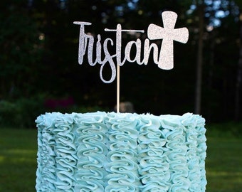 Dio benedica il topper della torta, il topper della torta battesimale, il topper della torta battesimale, le decorazioni del partito del battesimo, il battesimo, la benedizione di Dio, il topper della torta personalizzato