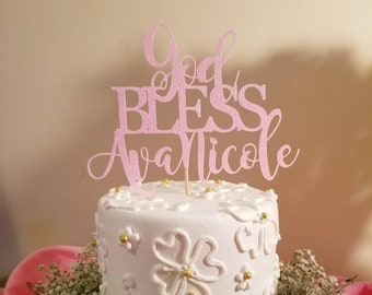 God Bless Cake Topper, Baptism Cake Topper, Christening Cake Topper, Baptism Party Decorations, Baptism, God Bless, Personalized Cake Topper
