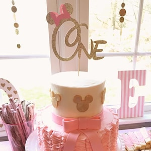 One Minnie Mouse cake topper, one cake topper, 1st birthday minnie mouse cake topper, 1st birthday cake topper, Minnie Mouse first birthday