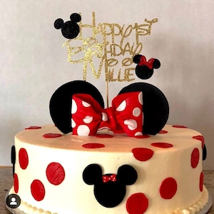Minnie Mouse cake topper, Birthday cake topper, mickey mouse birthday cake topper, minnie cake topper, Minnie Mouse birthday decor