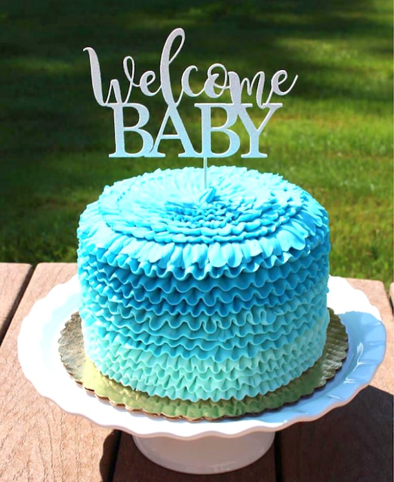Welcome Baby Cake Topper Gold Baby Shower Cake Topper Etsy