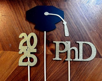 Doctor Graduation, Graduation Centerpiece Sticks 2025, Graduation Party, Graduation Decorations, Graduation, Class of 2025 , PhD, Set of 3