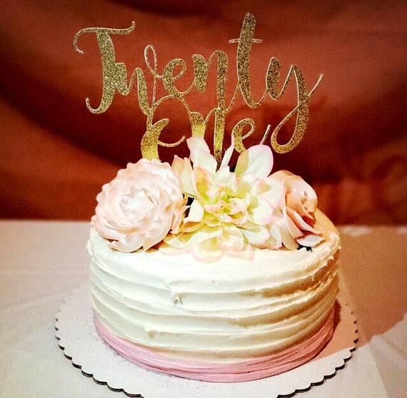 Topper Per Torta 21° Compleanno Oro Rosa Glitterato - Set Con Decorazioni Per Cupcake (Cuori E Stelle) Per Ragazze - 3