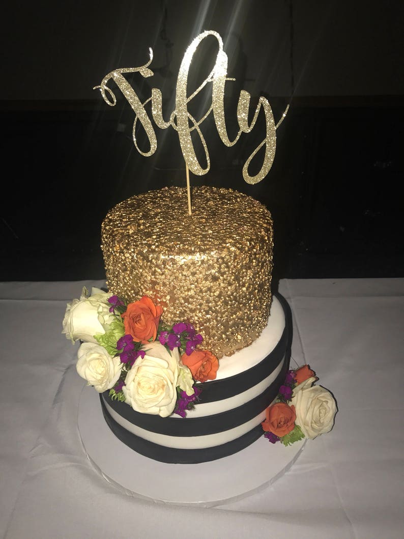 Fifty cake topper cake topper 50th birthday cake topper Etsy
