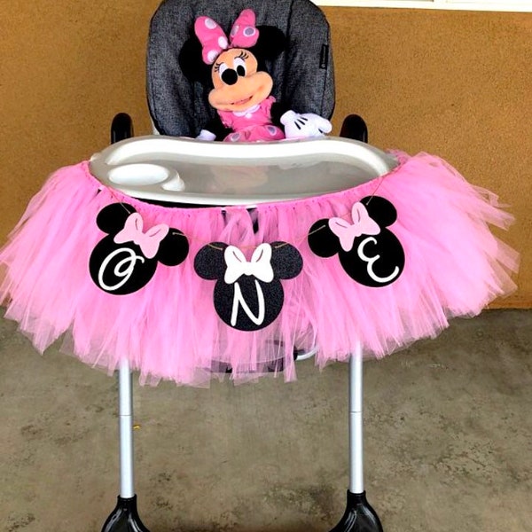 Banner kinderstoel Minnie Mouse, Minnie Mouse-feest, Minnie Mouse decor, Minnie decoraties, Minnie Mouse verjaardagsfeestje, banner Mickey Mouse