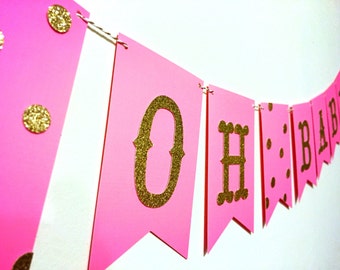 Oh Baby Banner, Baby shower banner, Baby Banner, New Baby Banner, Pink and gold baby banner, Pink and Gold, Oh Baby, Shower Banner