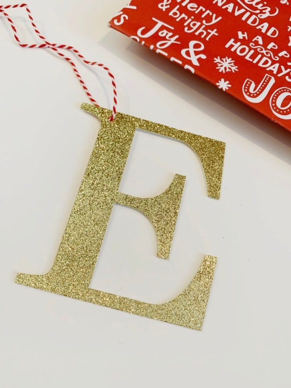 Glitter Letter Ornament, Custom Alphabet Glitter Tag, Glitter Gift Tags, Custom Name Ornament, Initial Ornament, Gift tag, holiday gift tag