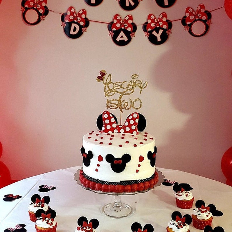 Two Minnie Mouse cake topper TWo cake topper 2nd birthday