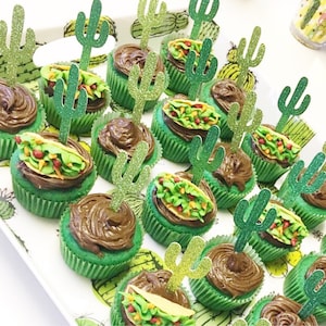Cactus cupcake toppers, cactus party, fiesta birthday decorations, fiesta cupcake toppers, cactus toppers, cactus