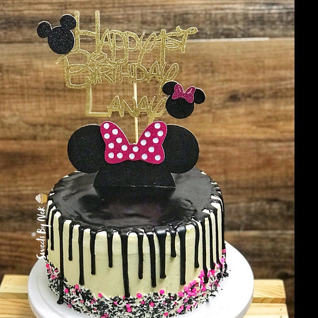ミニーマウス ケーキ トッパー、誕生日ケーキ トッパー