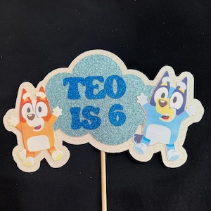 Bluey cake topper, Bluey, Bluey birthday, Birthday party, dog, Bluey and Bingo,  personalized topper