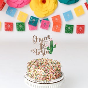 1st Fiesta Cake topper, 1st birthday fiesta topper, personalized fiesta cake topper, Fiesta decorations, cactus topper, cactus party