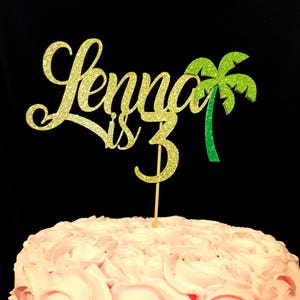 Palm tree cake topper, Palm tree personalized topper, Personalized birthday cake topper, birthday cake topper, beach party cake topper