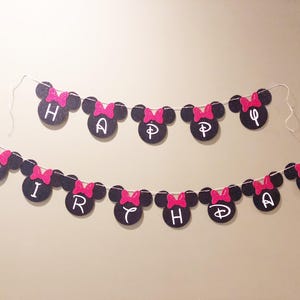 Minnie mouse birthday banner, Minnie Mouse birthday decorations, Minnie Mouse Happy Birthday Banner, DIY Banner, Minnie Mouse banner