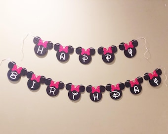 Minnie mouse birthday banner, Minnie Mouse birthday decorations, Minnie Mouse Happy Birthday Banner, DIY Banner, Minnie Mouse banner