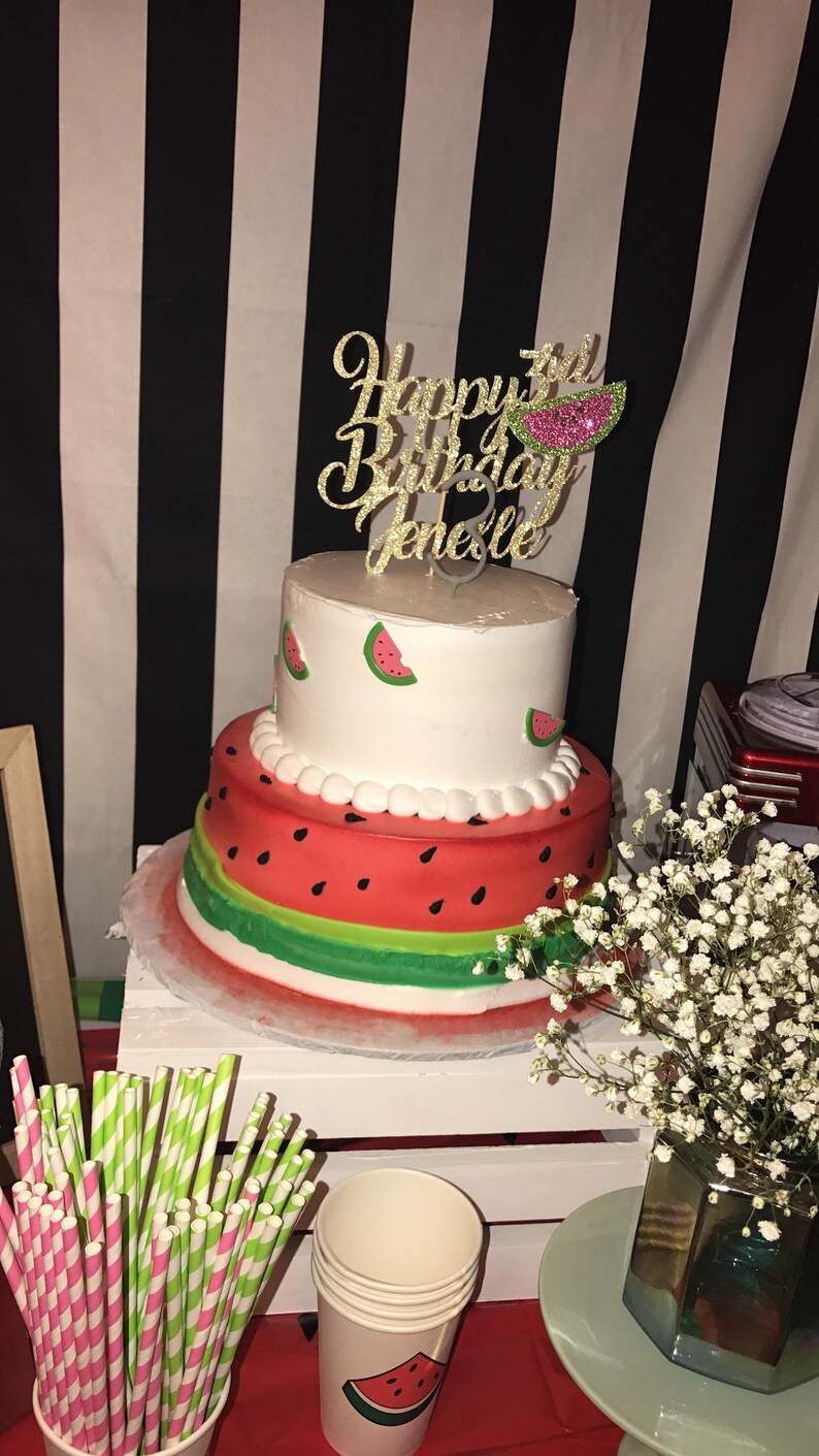 Watermelon Cake Topper Watermelon Birthday Cake Topper Etsy