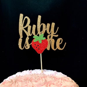 1st Birthday Cake Topper, Personalized Cake Topper, Strawberry ONE Cake Topper, 1st birthday decorations, smash cake topper, strawberry