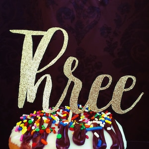 Three Cake Topper, 3rd birthday cake topper, 3rd birthday decorations, Three, Birthday decorations, 3 cake topper