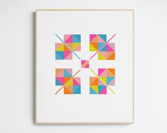 Geometric Butterflies Illustration Print