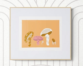 Mushroom Illustration Print  Colorful