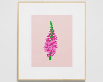 Digitalis Foxglove Floral Pink Print