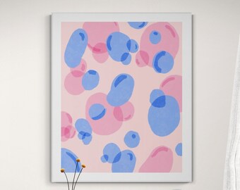 Bubble Print Pink and Blue Riso Style