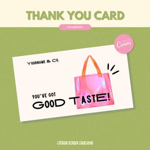 Danke-Karte Vorlage Guter Geschmack | Bearbeitbare Canva Vorlage Danke Bestellkarte | Einzigartiges Trendy Business Branding | Cyber Sirene Designs