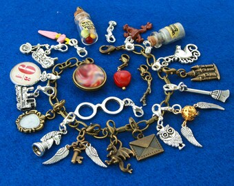 Wizard 22 charms inspired bracelet custom charm Harry Potter miniature gift idea girls teenager cute snitch unicorn owl dragon