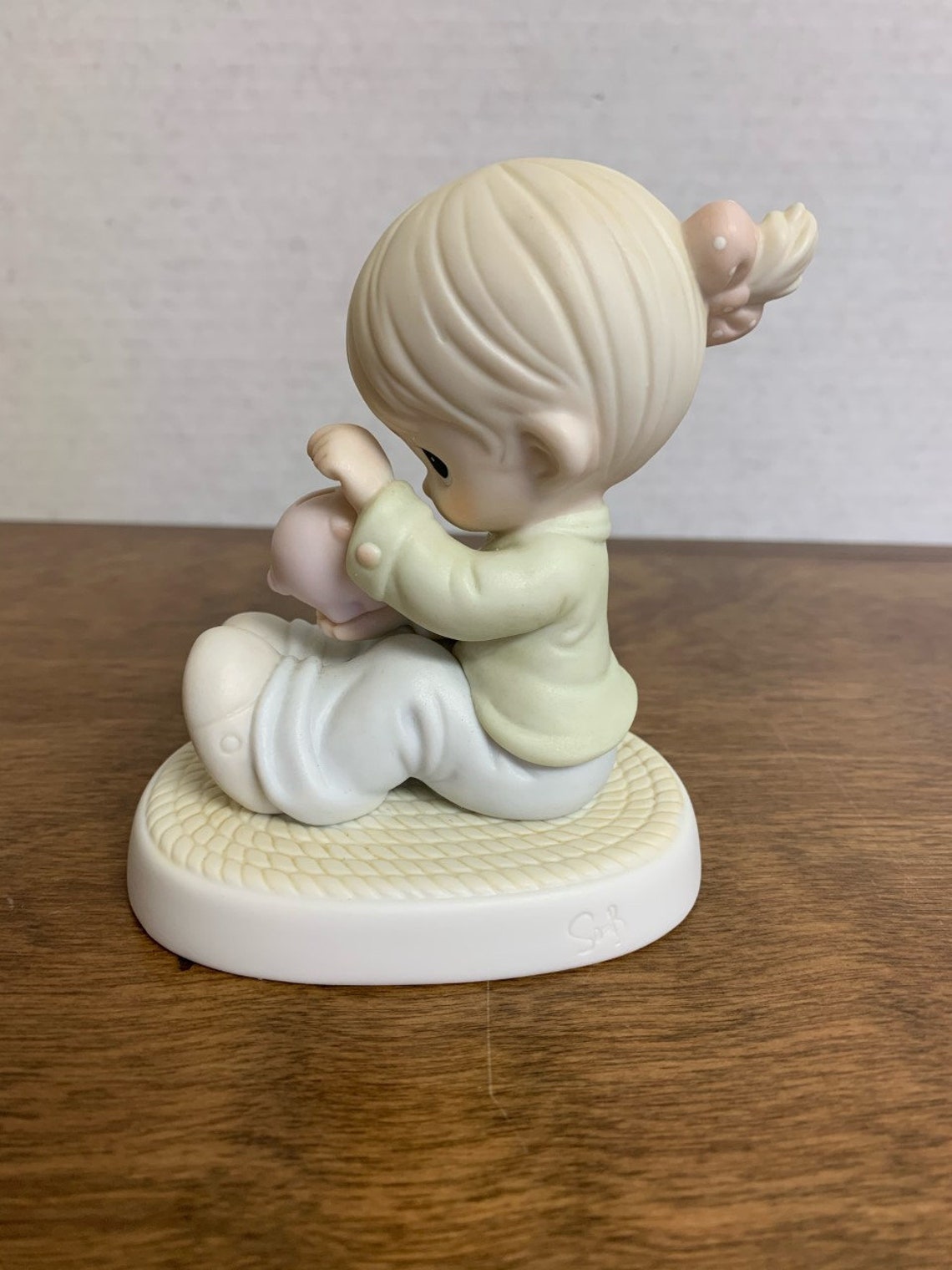 Vintage Precious Moment Figurine Girl and Piggy Bank Etsy