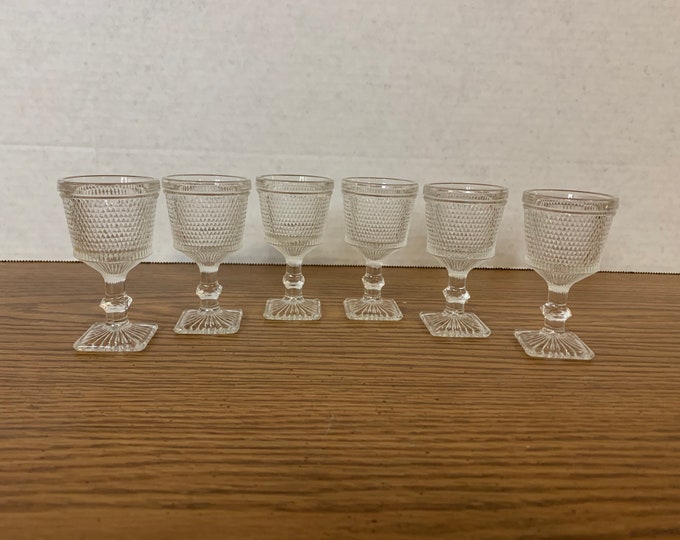 Vintage Set of 6 Stemmed Shot Glasses, Small Goblets, Barware, Bar