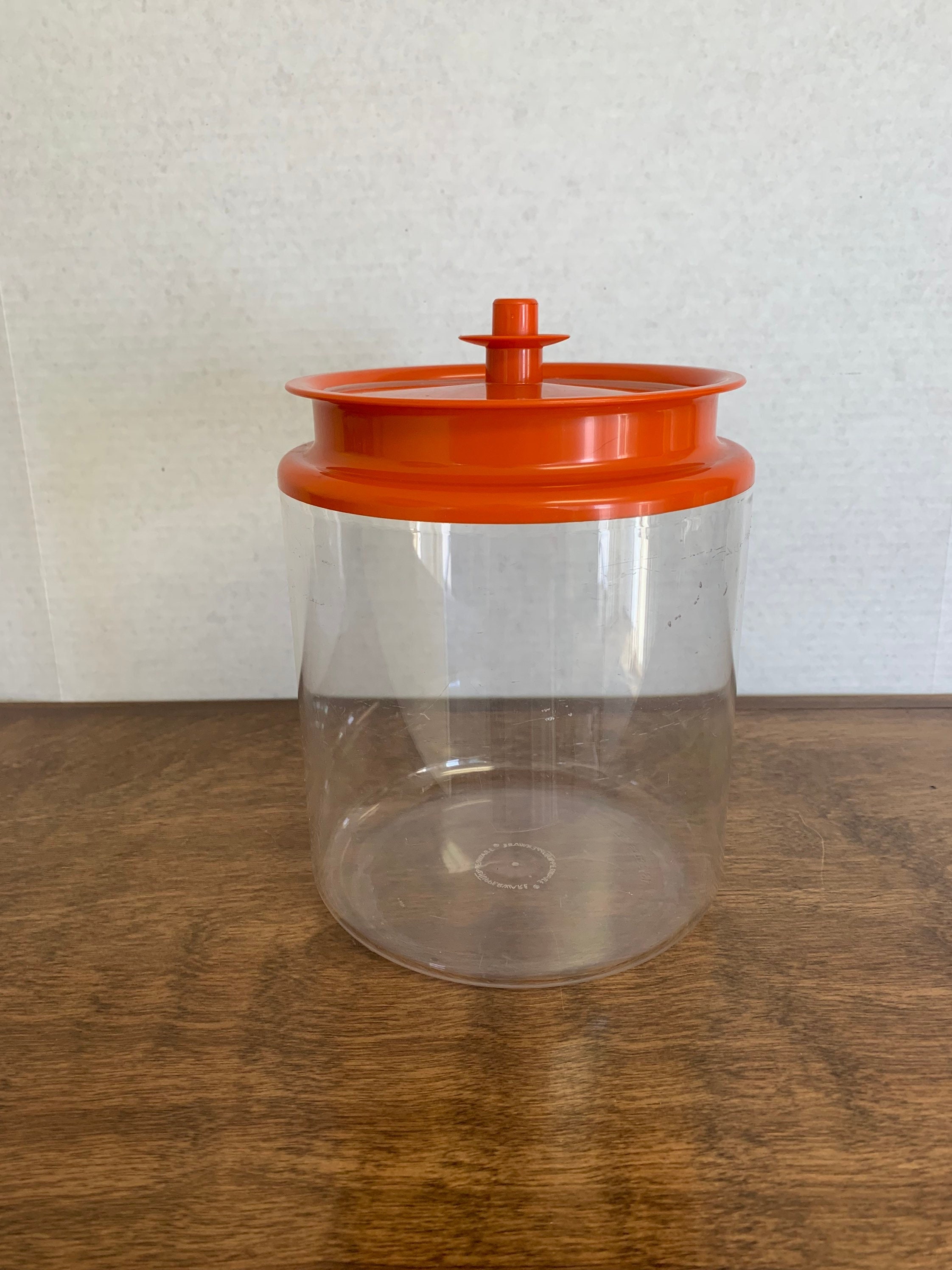 Vintage Tupperware Canister, Cookie Jar, Clear With Orange Cover, Kitchen  Storage, Food Storage 